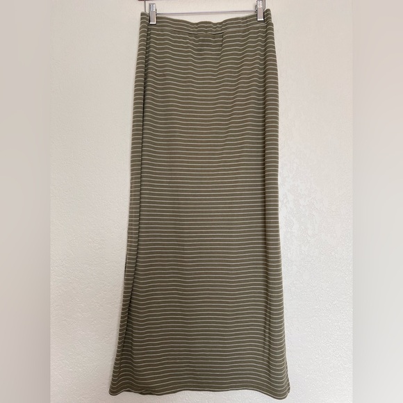 Hem & Thread Olive Striped Maxi Skirt - Picture 2 of 3
